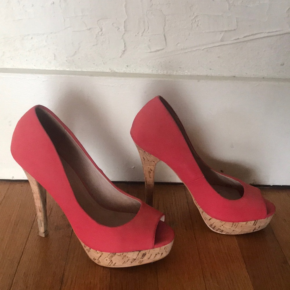 🌺Orange Suede Aldo peep toe pumps size 38/8 - Picture 7 of 8